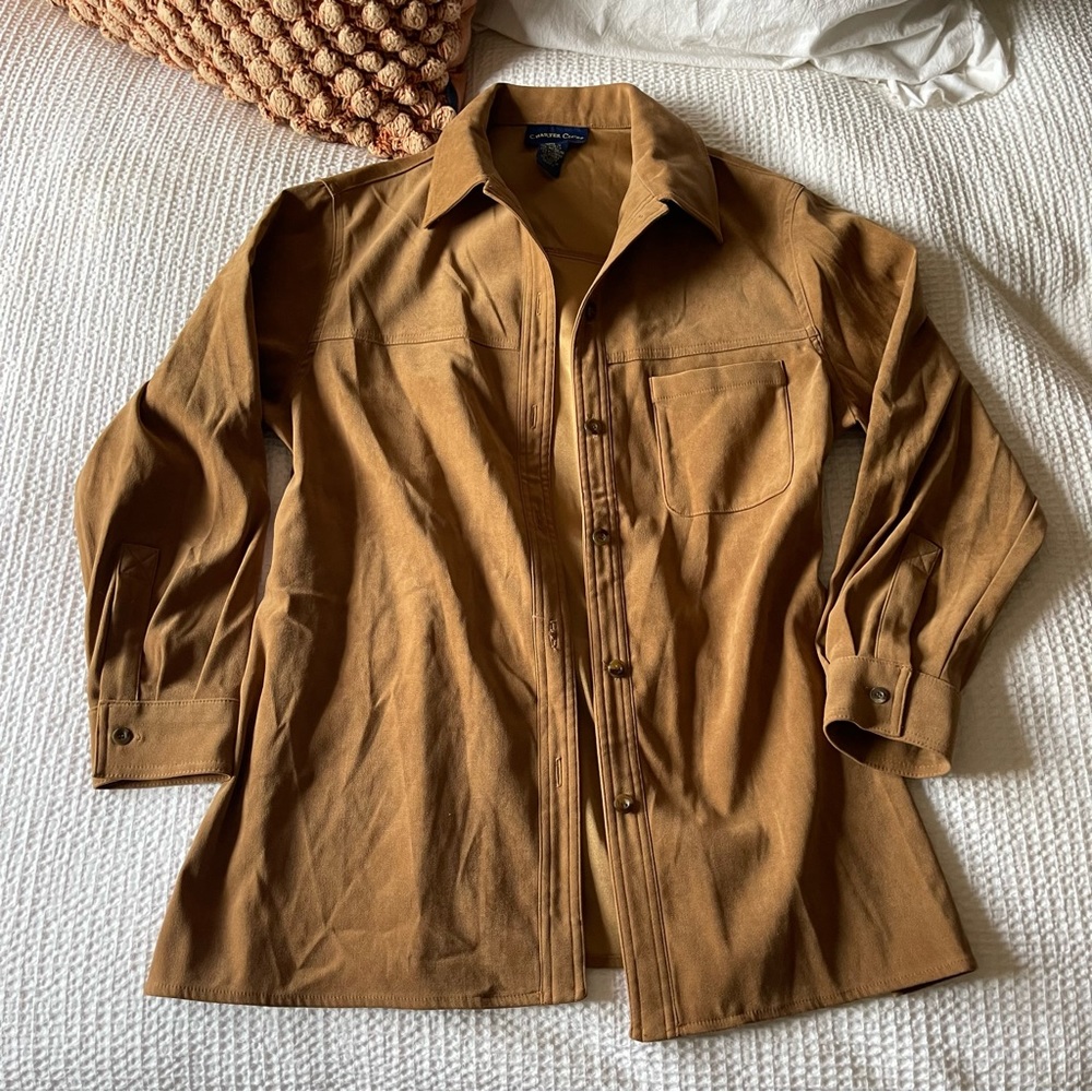Charter Club Vintage Suede button down blazer shirt